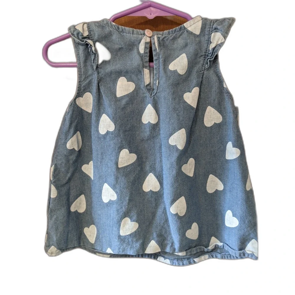 Baby Girl Dresses 18-24 Mos Carters Baby Gap Chambray Hearts & Red Fancy Dress